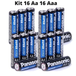 Kit pilha panasonic aaa 16 un + aa 16 un comum zinco