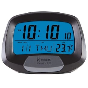 Relógio despertador digital termômetro herweg 2977 071 cinza