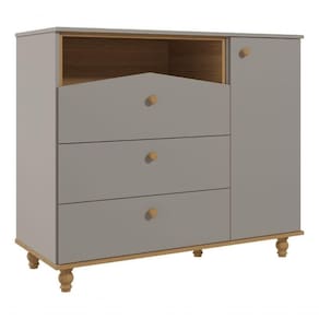 Cômoda Infantil 100% Mdf 1 Porta 3 Gavetas Casinha Permobili Fendi/Nature Fendi/Nature
