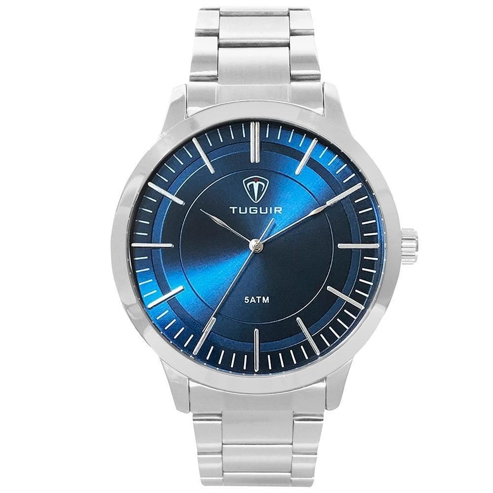 Relógio masculino tuguir analógico tg167 - prata e azul
