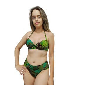 Conjunto biquíni feminino plus size com bojo sustentação calcinha lateral larga P ao 54