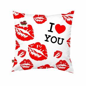 Almofada 40x40 I Love You Kisses Presente Dia dos Namorados