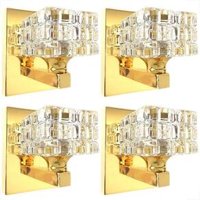Kit 4 Arandela Cristal K9 Dourado Brilhoso Quadrado Sala