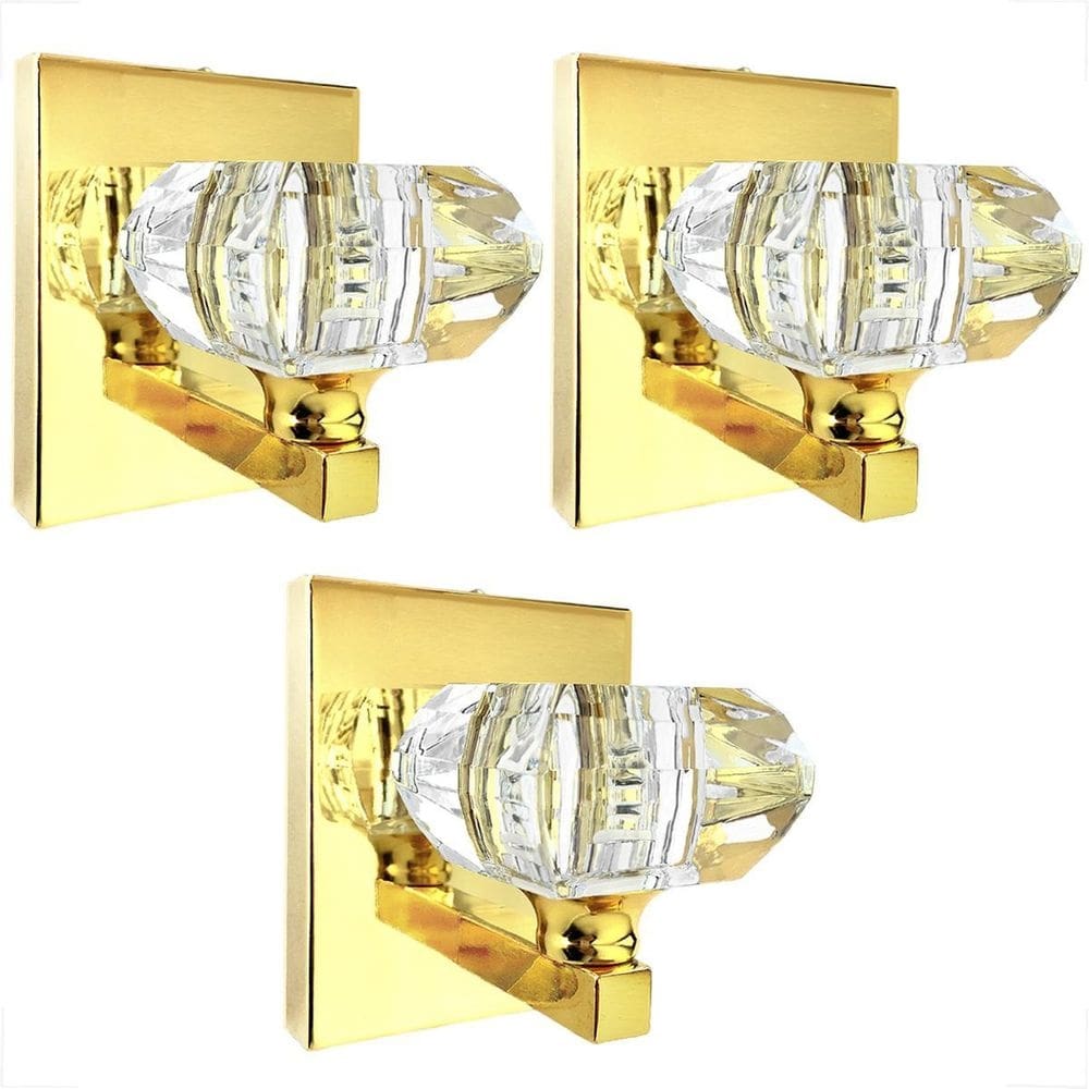 Kit 3 Arandela Cristal K9 Dourado Brilhoso Cindy Lavabo