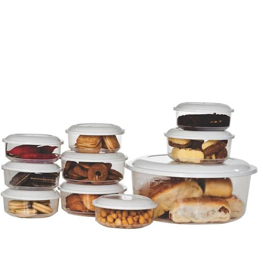 Conjunto para mantimentos de plástico acompanha 10 vasilhas