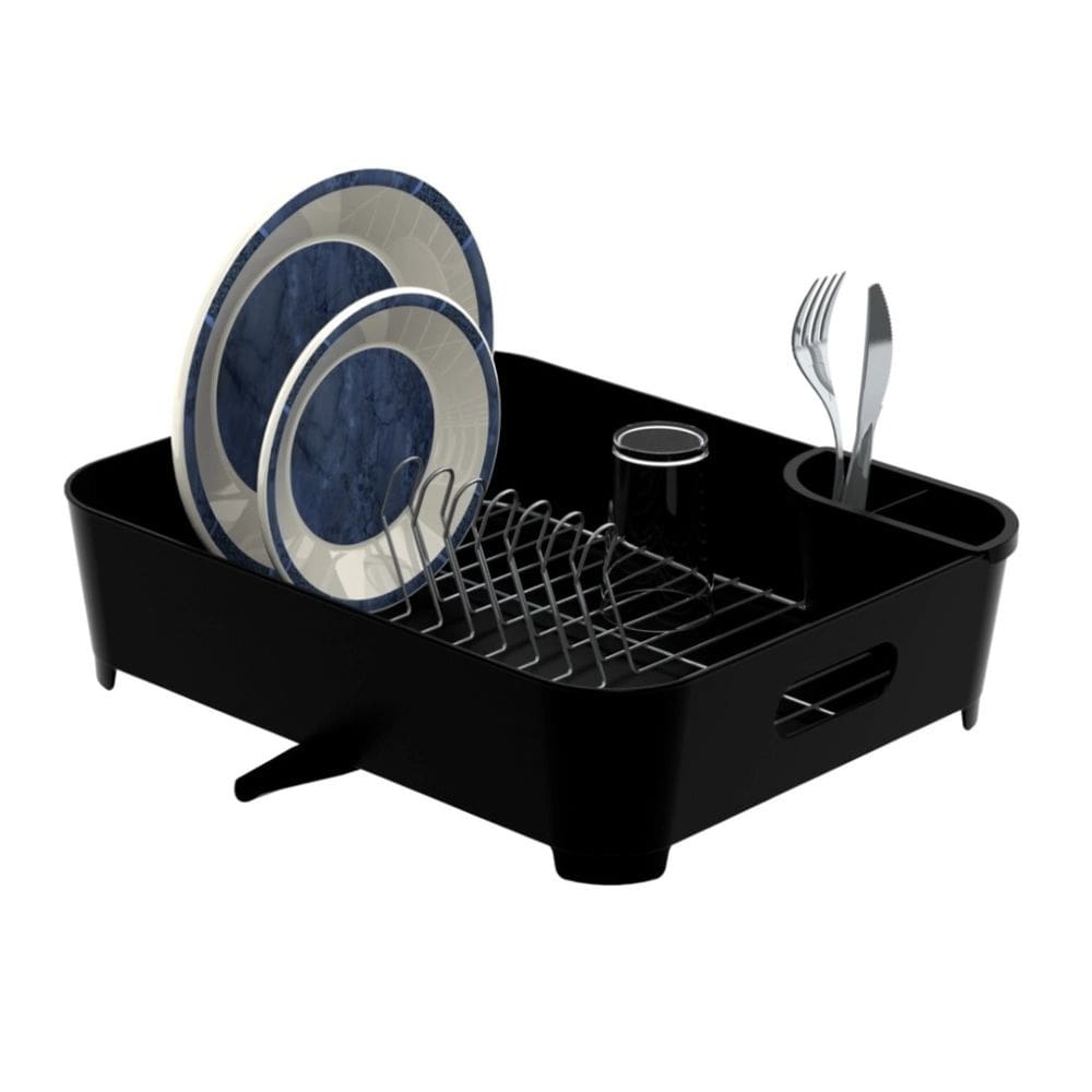 Escorredor De Louças Com Porta Talheres Pratos Preto Black