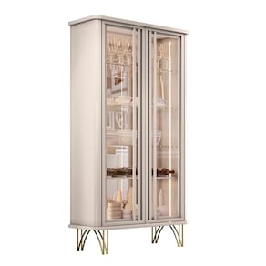 Cristaleira para Sala de Jantar H01 Lotus Off White Clique Chique