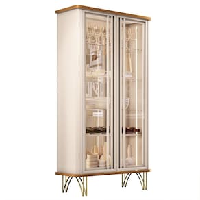 Cristaleira para Sala de Jantar Lotus H01 Off White - Cinamomo Clique Chique