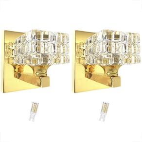 Kit 2 Arandela Cristal Interna Dourado Brilhoso Sala Bet39 +