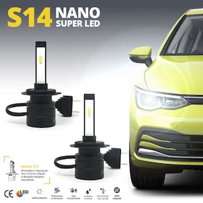 Par Lâmpadas H7 Farol Baixo Fiat Palio G3 2004 2005 2006 2007 2008 2009 Super Led Mini Nano 6000k Sem Adaptar Furar Tampa Shocklight S14