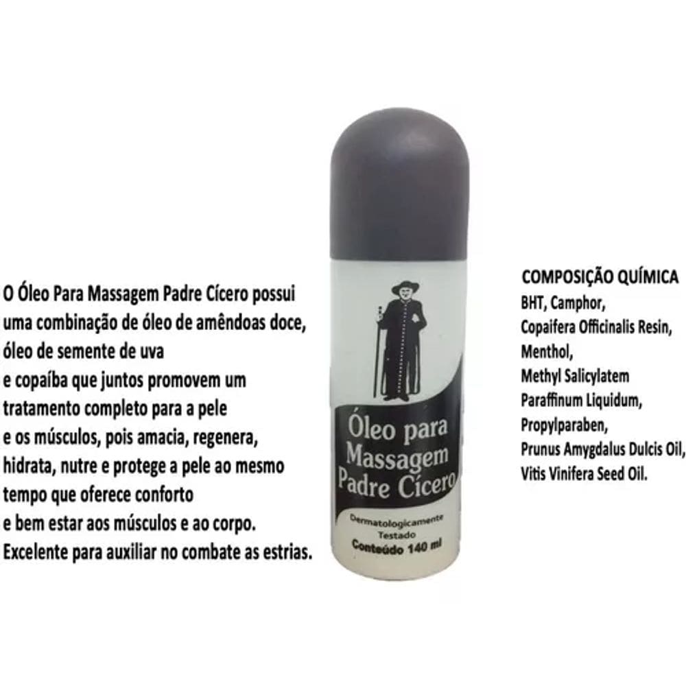 12 Unid. Óleo Para Massagem Padre Cícero 140ml
