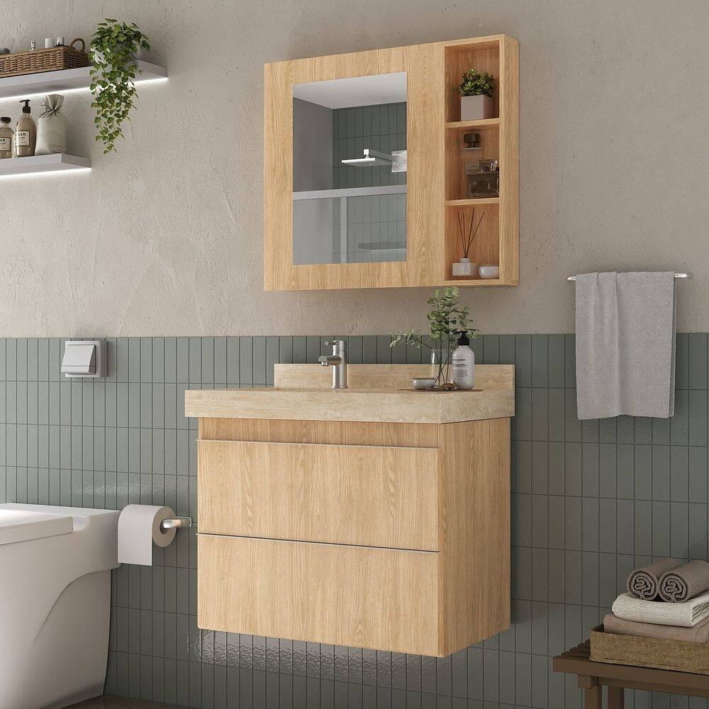 Gabinete para Banheiro Suspenso Liso 80cm sem Lavatório Wood