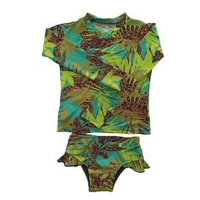 Conjunto de praia menina biquíni proteção UV - blusinha e calcinha com babadinho