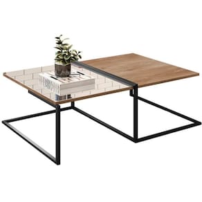 Mesa de Centro Decorativa Com Espelho Aurora Demolição Preto