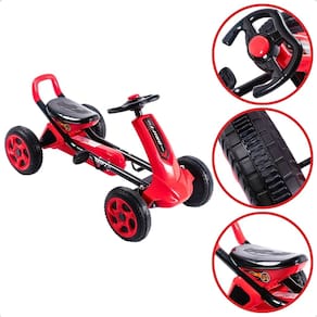 Carrinho Kart para Crianças até 50Kg a pedal Radical Vermelho Uni Toys