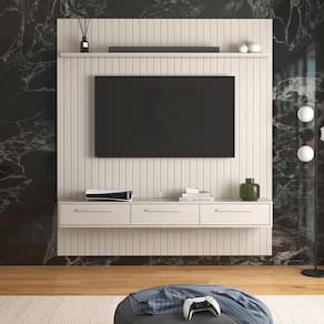 Painel Oslo Frisado Para Tv Até 75 Polegadas Off White - Lukaliam Móveis
