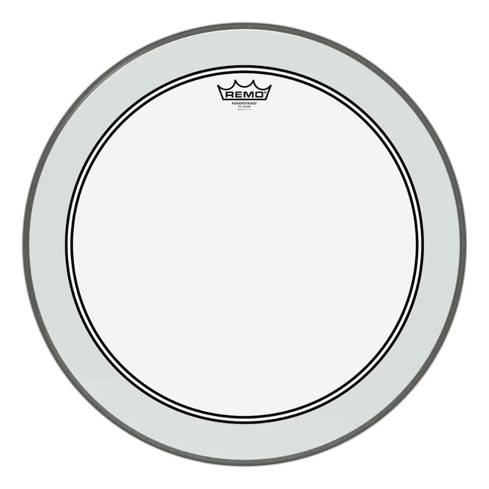 Pele Bumbo 22” Simples Transparente Remo Powerstroke 3 Impact Patch