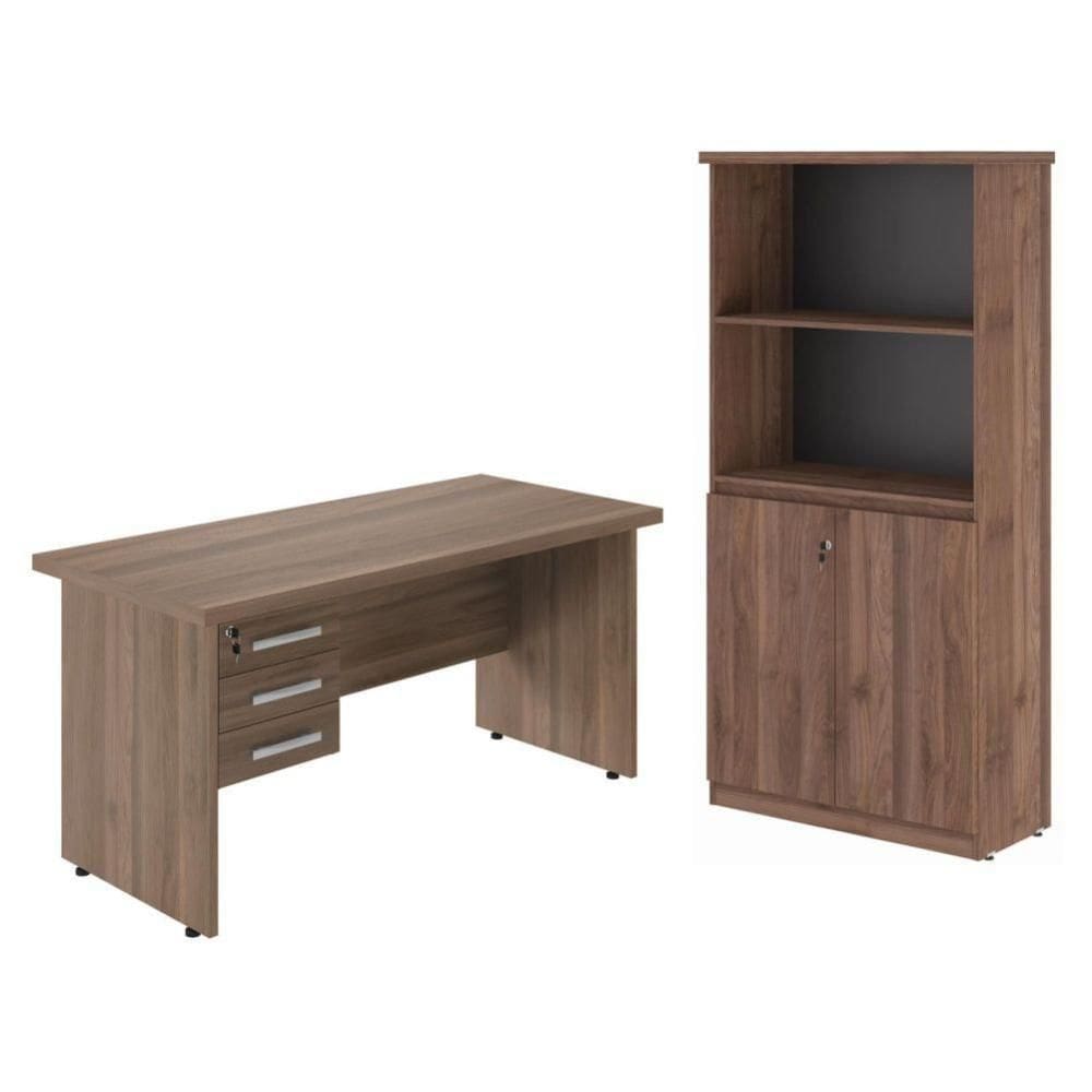 Conjunto De Mesa E Armário Estante Cruzeiro Noce
