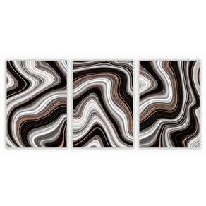 Kit Com 3 Quadros Decorativos Abstratos Com Moldura Para Sala Quarto Escritório 72x1023 Abstrato 020