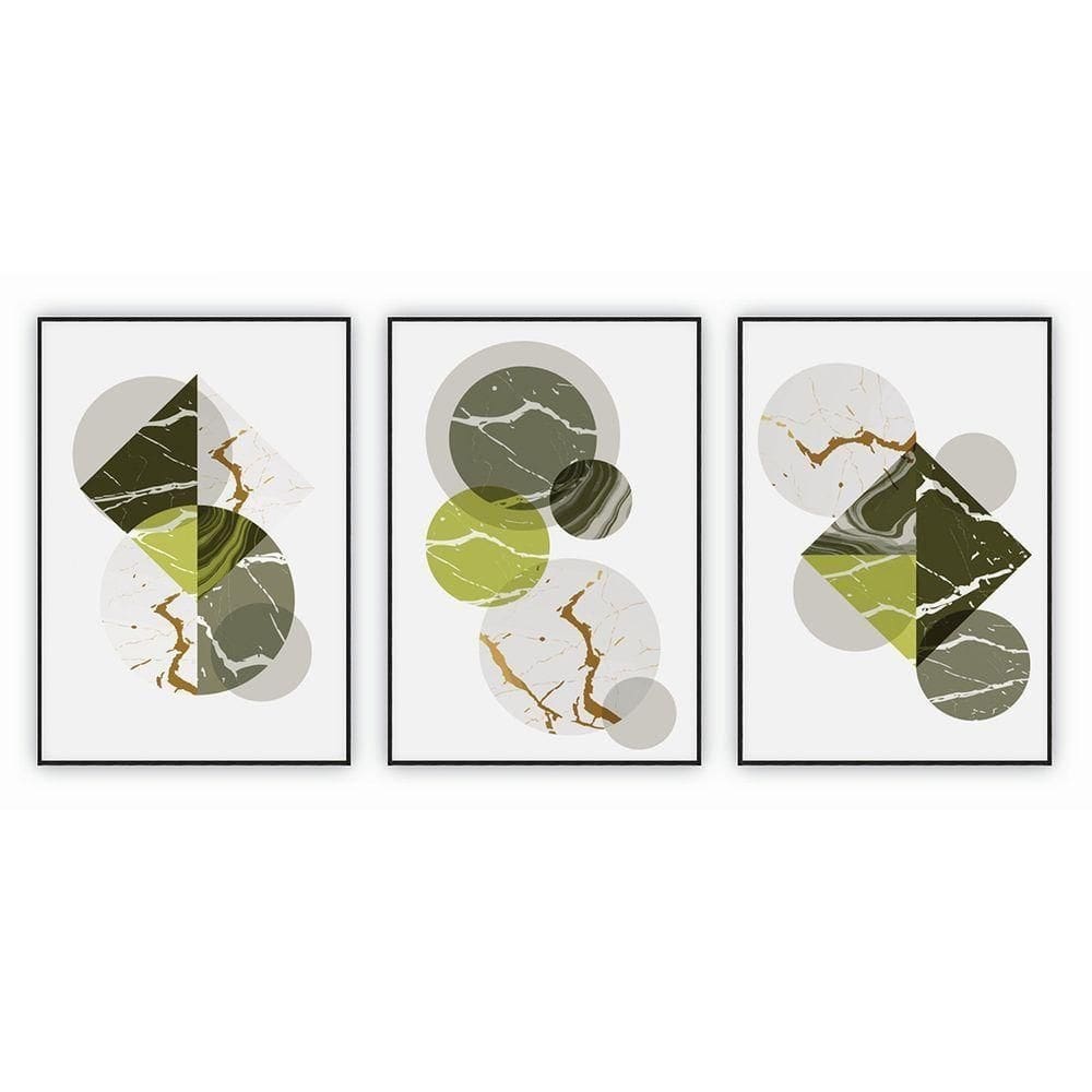 Kit Com 3 Quadros Decorativos Abstratos Com Moldura Para Sala Quarto Escritório 72x1022 Abstrato 006
