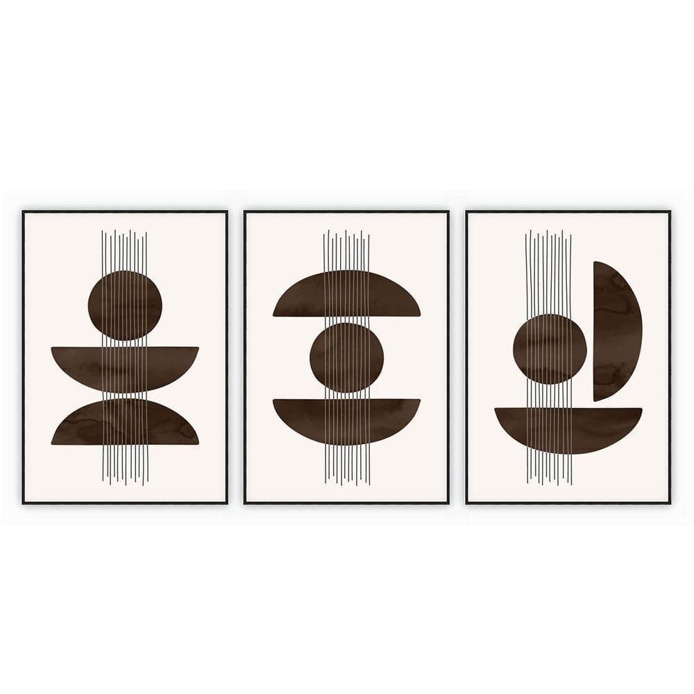 Kit Com 3 Quadros Decorativos Abstratos Com Moldura Para Sala Quarto Escritório 42x62 Abstrato 007