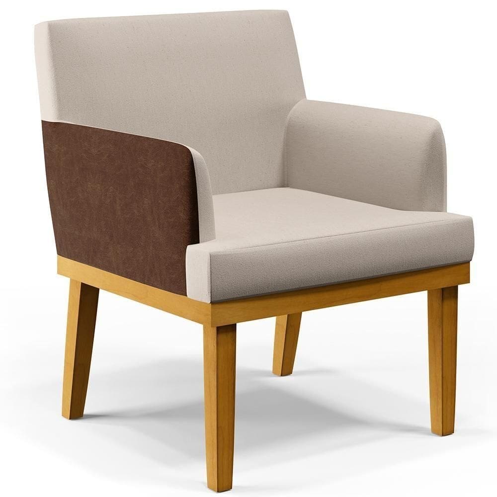 Poltrona Para Sala De Estar Recepção Beatriz Cru Marrom