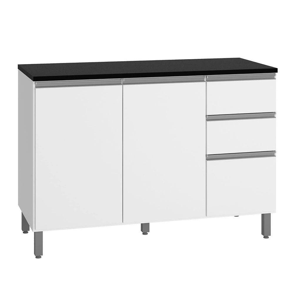 Balcão Com Tampo Evidence 3 Portas 2 Gavetas Mdp Branco