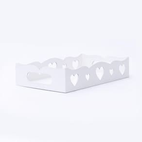 Kit Com 6un De Bandeja De Coração Para Café Da Manhã 100% Mdf (24x15x05) Branco