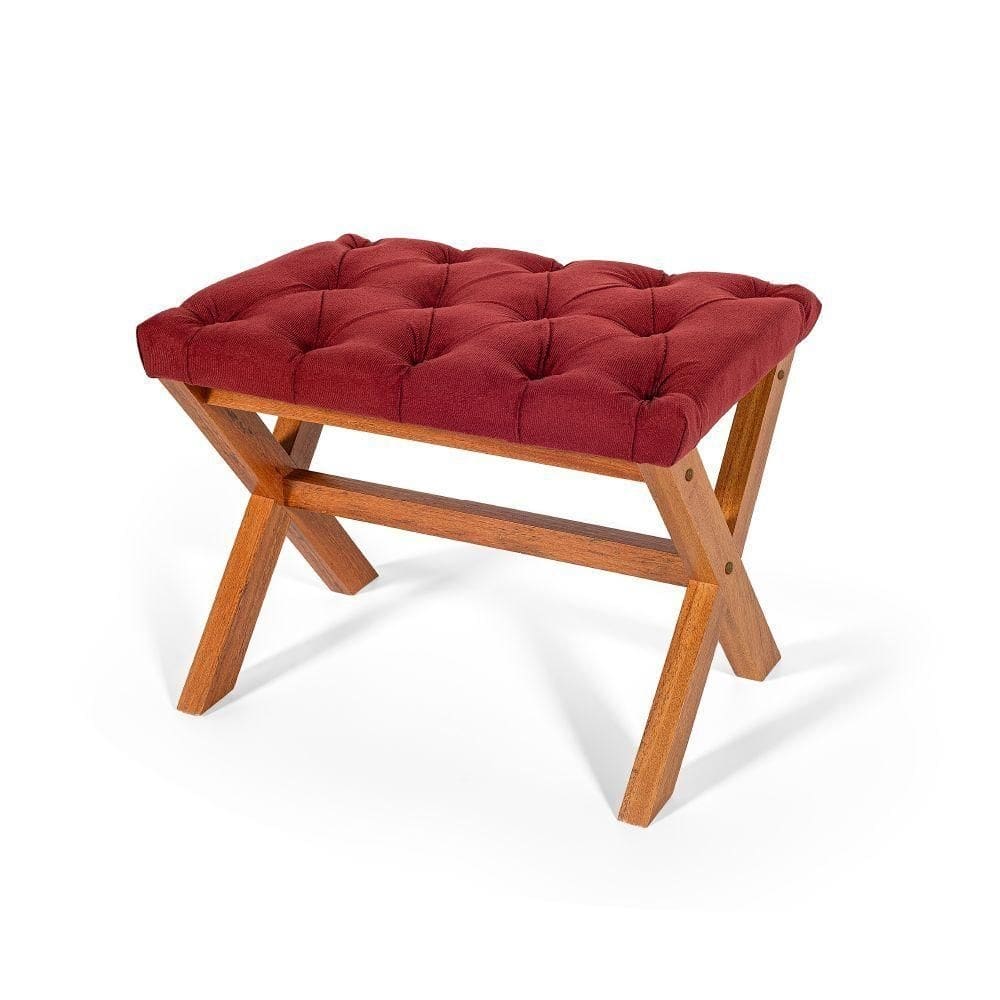 Puff Estofado Em Capitonê Retangular Eggeu Bordô