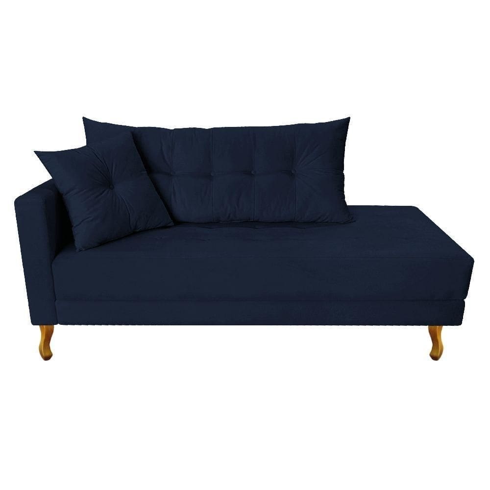 Recamier Azura 160cm Com Almofada Lado Direito Suede Cor Azul Marinho