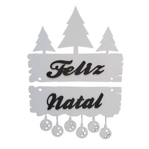 Enfeite De Porta Feliz Natal (31x23) Branco