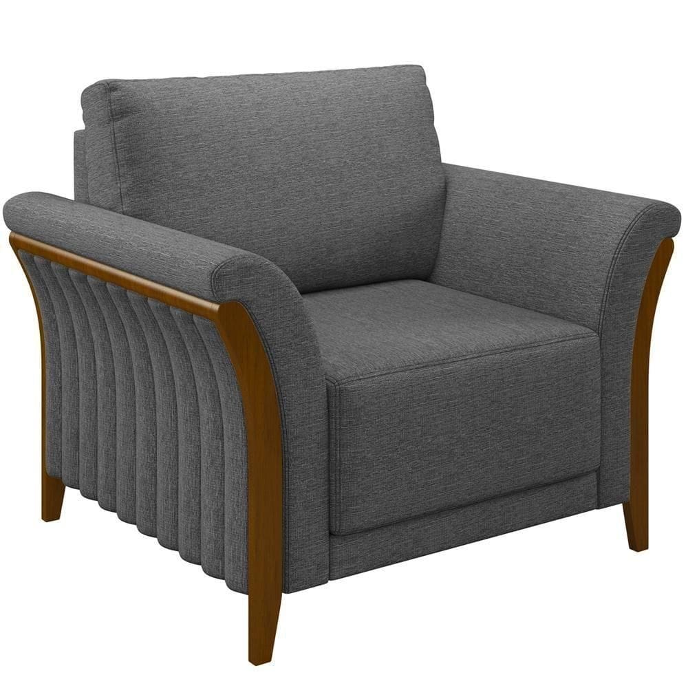 Poltrona Base Fixa Stefan M03 Linho Chumbo