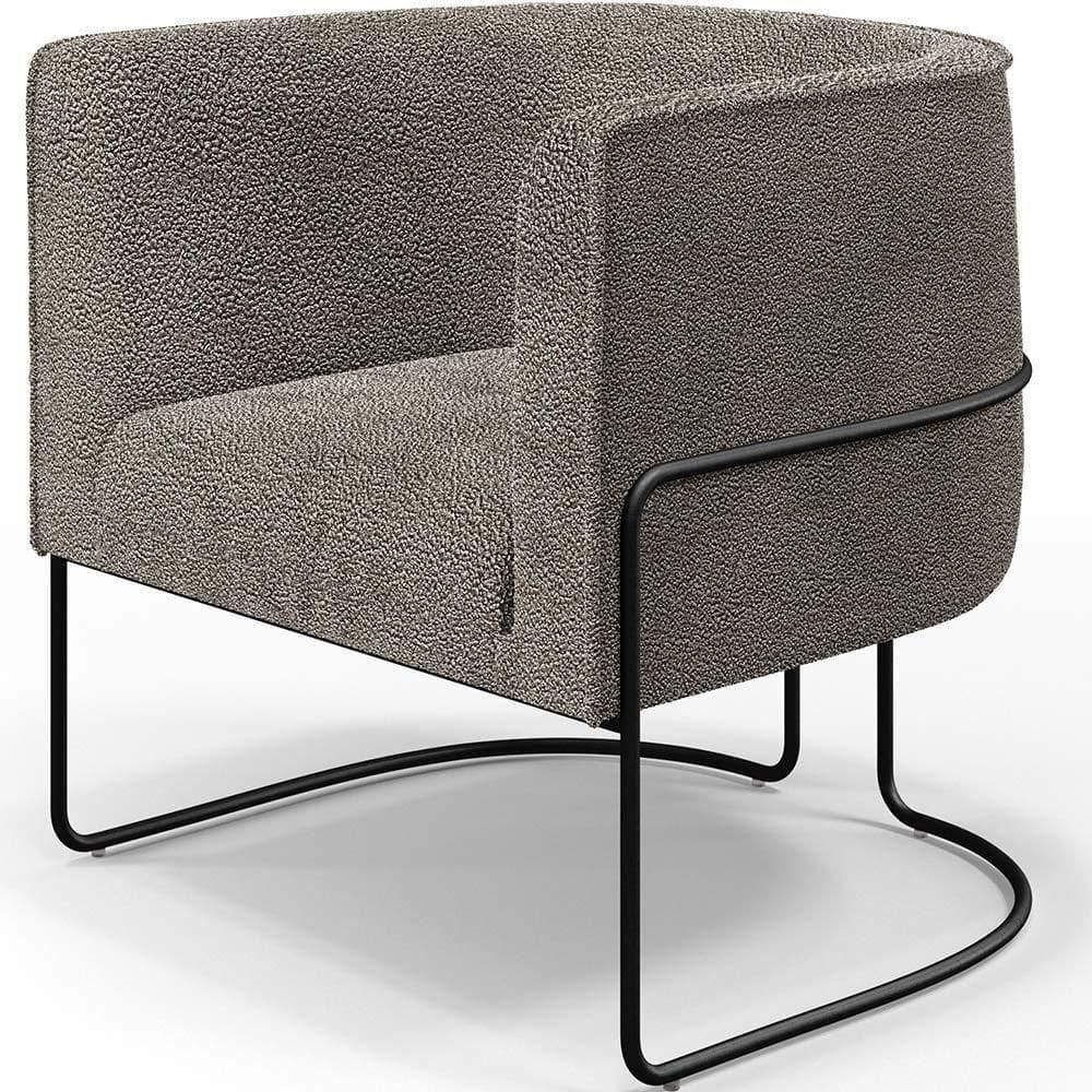 Poltrona Fixa Base Aço Preto Betina D02 Bouclê Bege