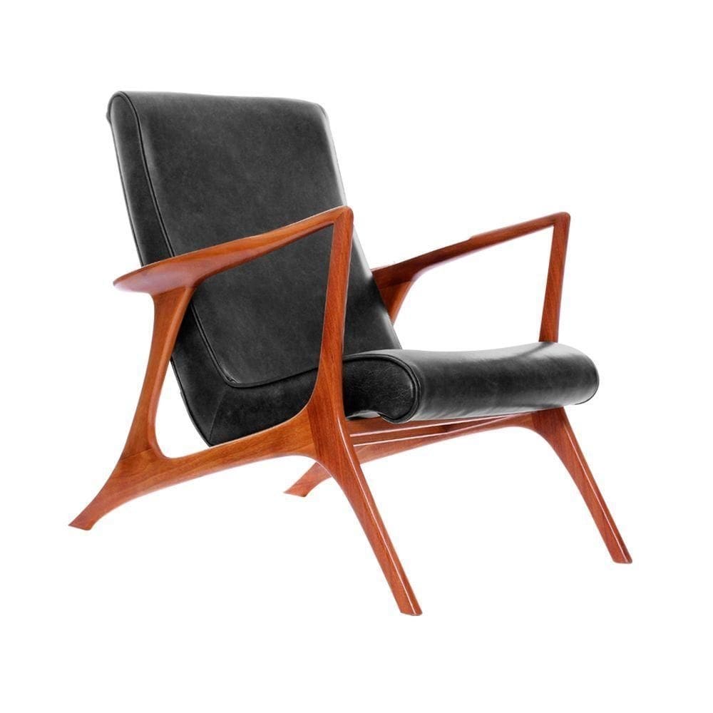 Poltrona Couro Natural Preto Vk Anos 50 Cor Preto