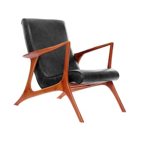 Poltrona Couro Natural Preto Vk Anos 50 Cor Preto