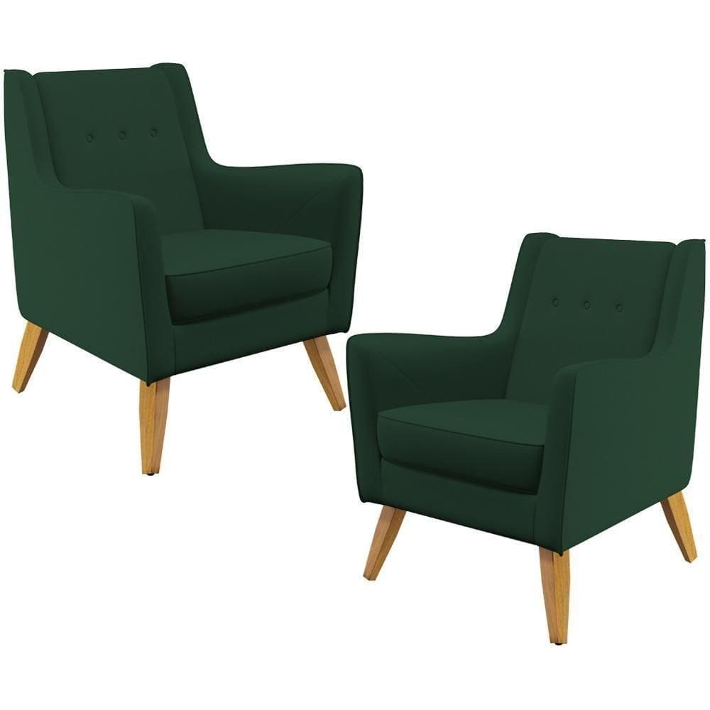 Kit 02 PoltronasTaroba D02 Veludo Verde Musgo C-303