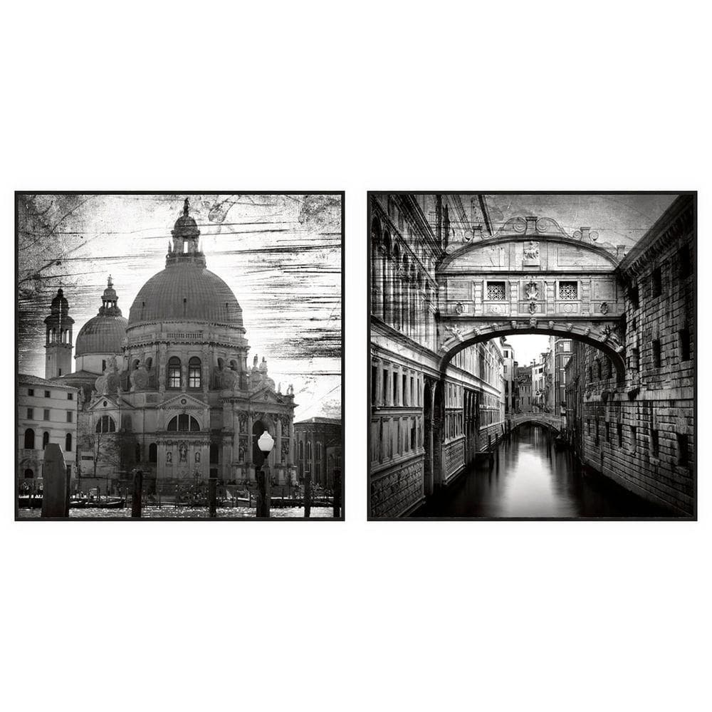 Kit Com 2 Quadros Decorativos Cidades Com Moldura Para Sala Quarto Escritório 82x82 Cidades 002