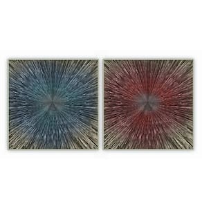 Kit Com 2 Quadros Decorativos Abstratos Com Moldura Para Sala Quarto Escritório 32x32 Abstrato 008