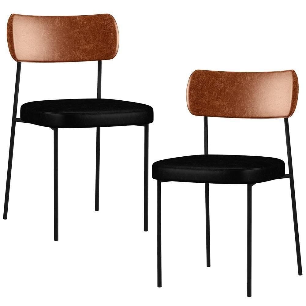 Kit 02 Cadeiras Para Sala De Jantar Melina Camel Preto