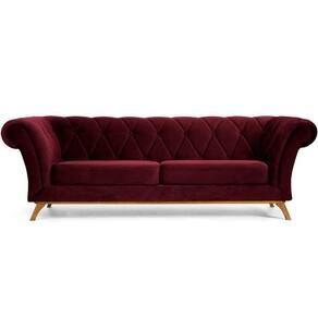 Sofá 3 Lugares Império 180 Cm Veludo Marsala C-278