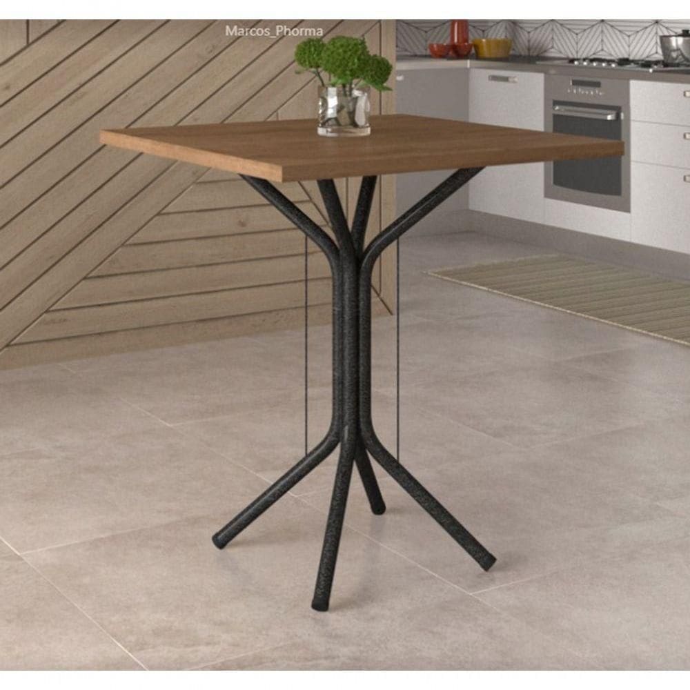 Mesa Para 4 Lugares Thaís Tampo Bp Demolição Cromo Preto Artefamol