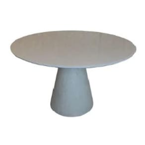 Mesa De Jantar Cone 120 Cm Cimento Queimado + Vidro Cinza Claro