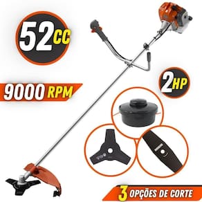 Roçadeira 52cc Rl520 Tekna Com Faca 3 Pontas + Faca 2 Pontas