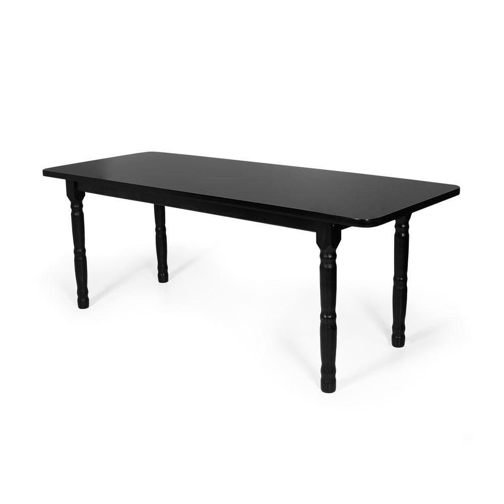 Mesa Retangular 8 Lugares De Madeira 200x80cm Itália Preta