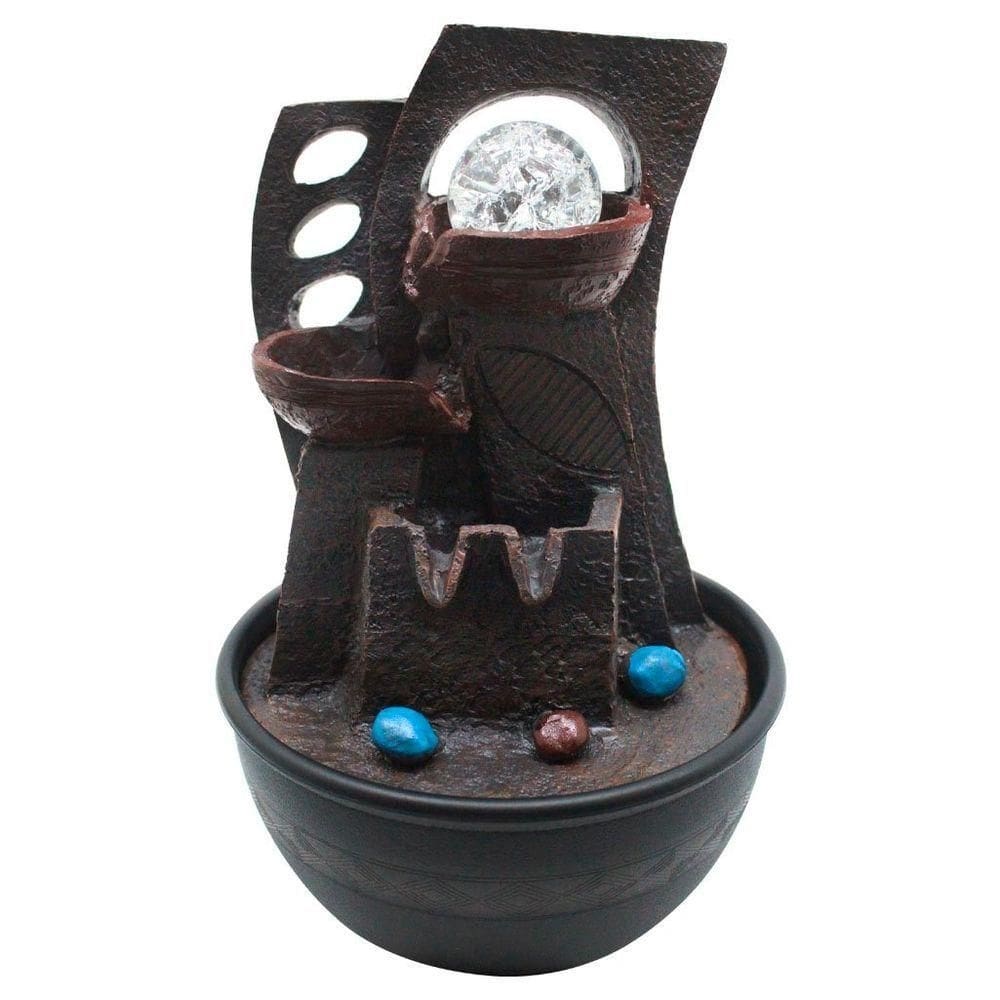 Fonte De água Decorativa Cascata 2 Quedas Luz De Led Bivolt