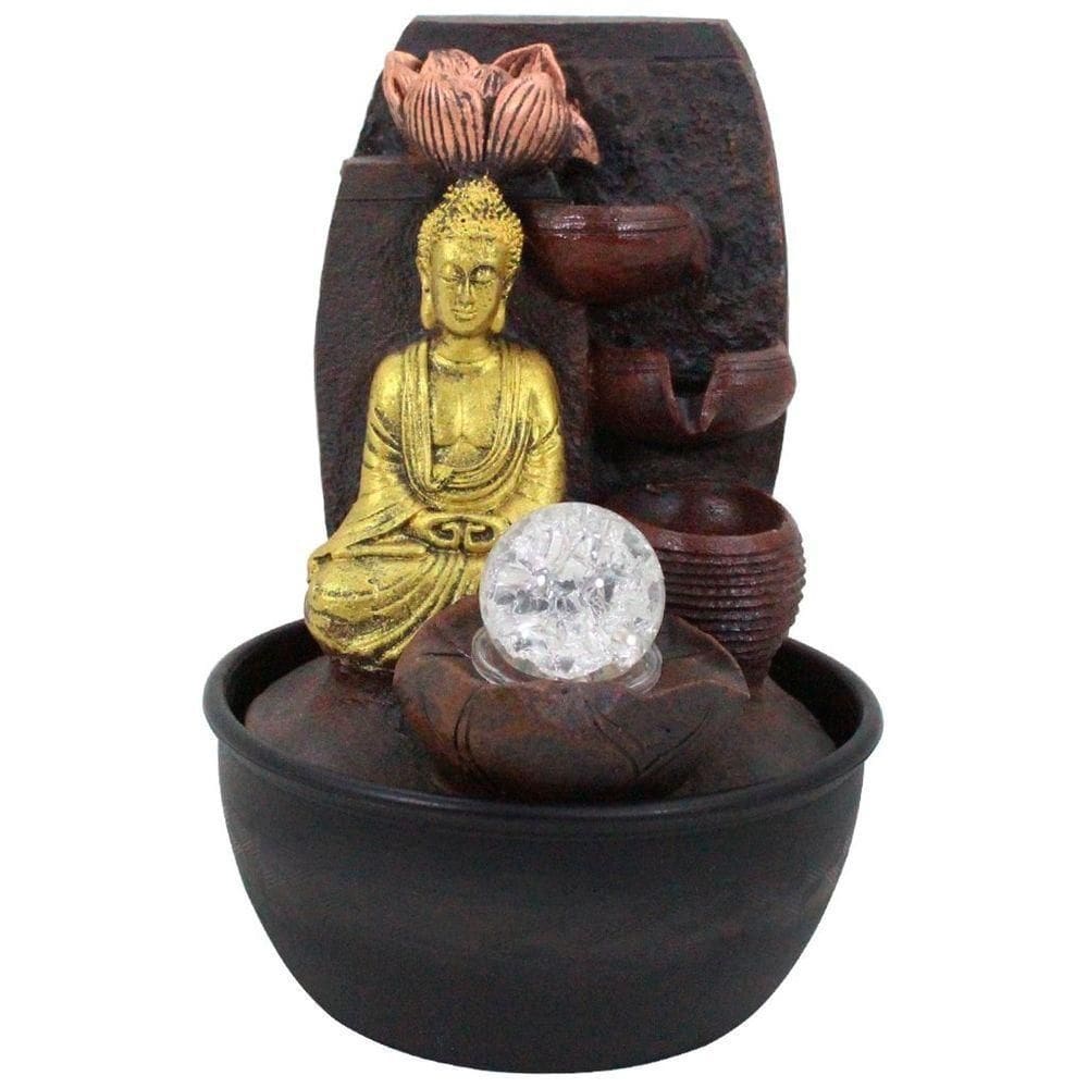 Fonte De água Decorativa Budag Flor De Lotus Luz De Led Bivolt
