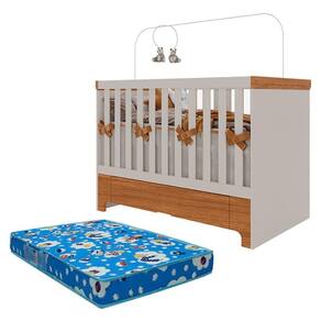 Berço Americano Mini Cama com Gaveta Antonella Off White Caramelo com Colchão Ortobom  - Canaã
