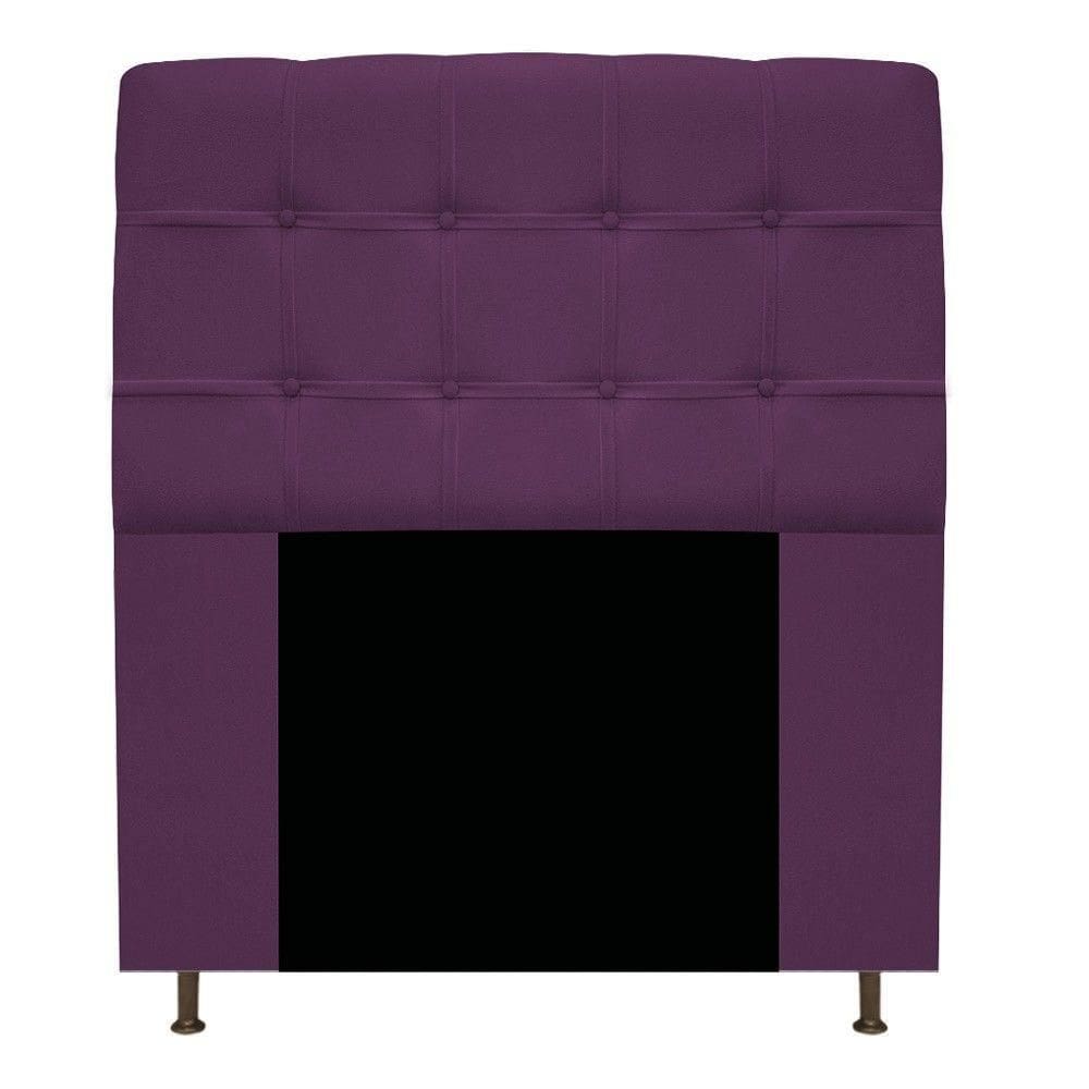 Cabeceira Mel 90 Cm Solteiro Com Botonê Suede Roxo