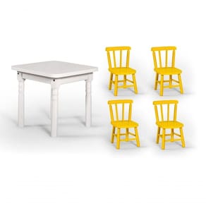Conjunto Mesinha Infantil Branca Com 4 Cadeiras Kids Amarela