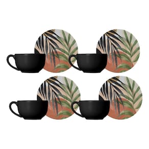 Jogo Xicaras Chá Café Pires 4Pcs 250Ml Cerâmica Atlântica